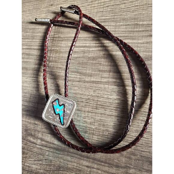 Bolo tie, lightning bolt, western bolo tie necklace, rodeo western necklace - Picture 6 of 7